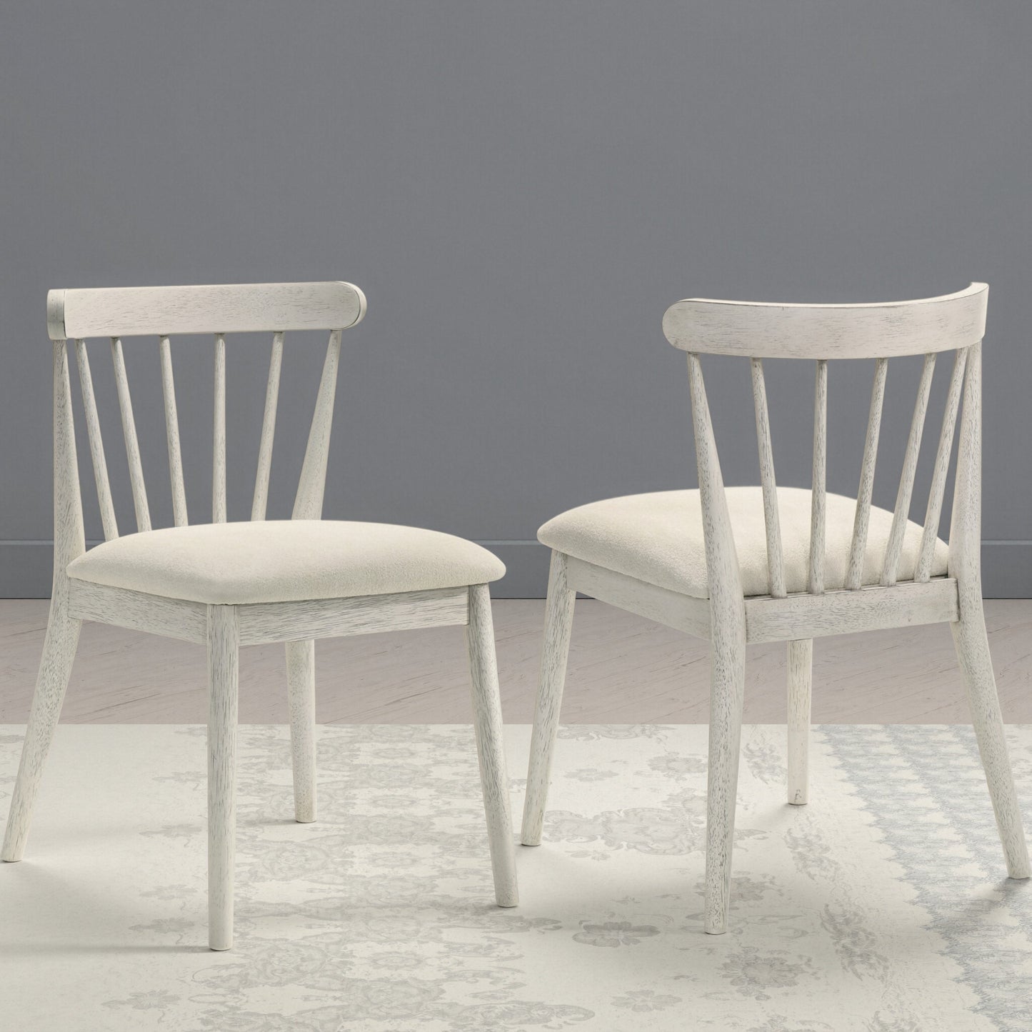 2-Piece Rustic Dining Side Chair Set, Solid Wood Frame, Farmhouse Design, Easy Assembly