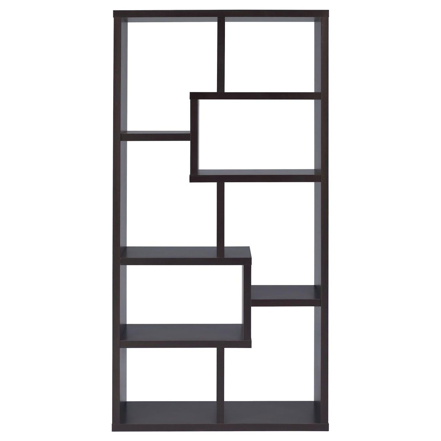 8-shelf Cappuccino Geometric Bookcase