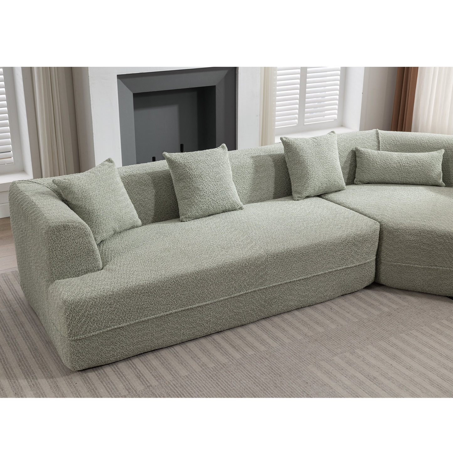 Modular sofa , modern minimalist style sofa,  upholstered ,  free combination, round fiber fabric, anti-wrinkle fabric,Dimension extension,Green