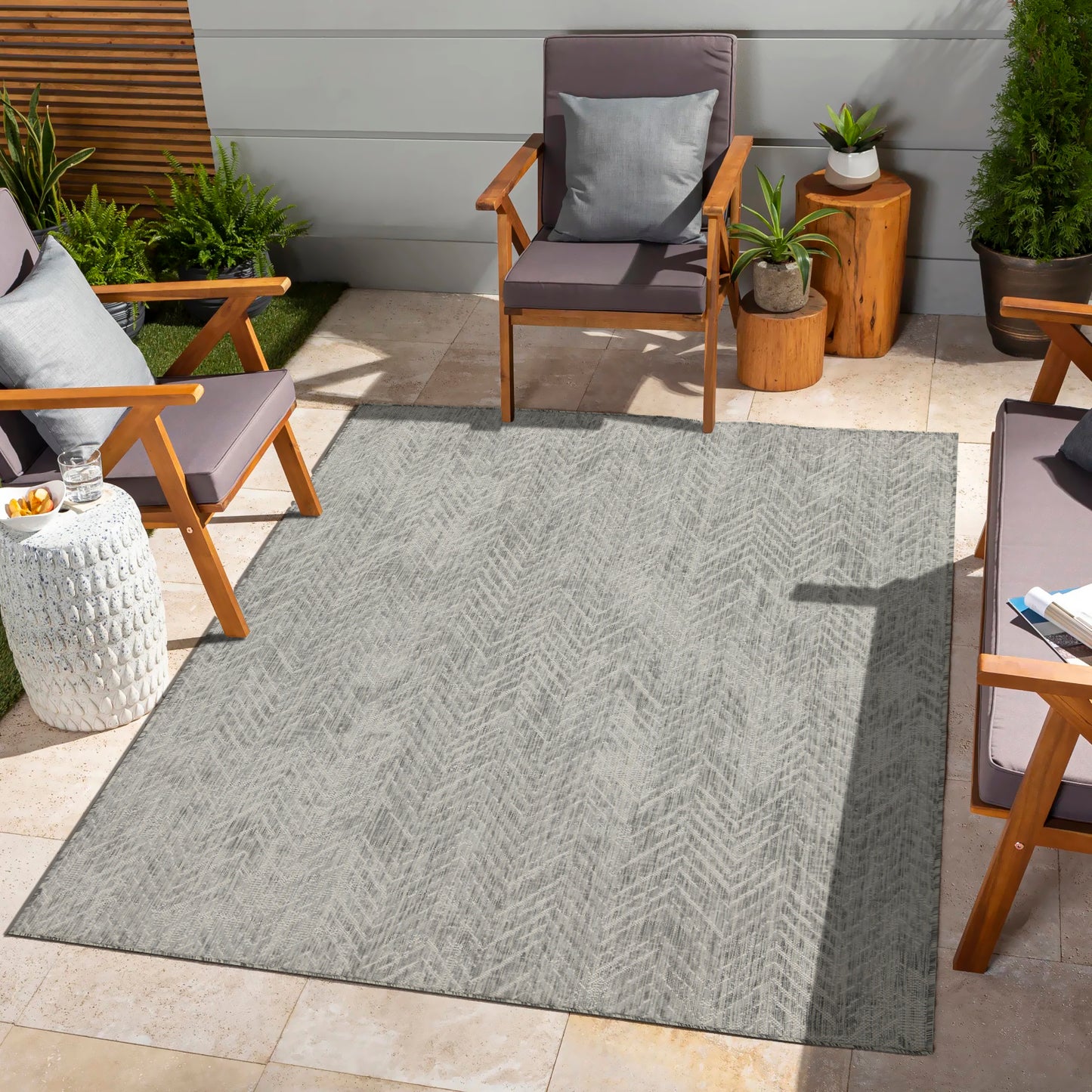 Sunshine GC_HAR2012 Silver 5 ft. 3 in. x 7 ft. 3 in. Indoor/Outdoor Area Rug