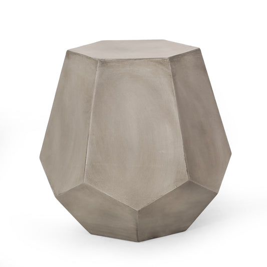Outdoor CALGARY Side Table Light Grey Magnesium Oxide Contemporary Design 20.50 x 18.50 x 18.75 inches