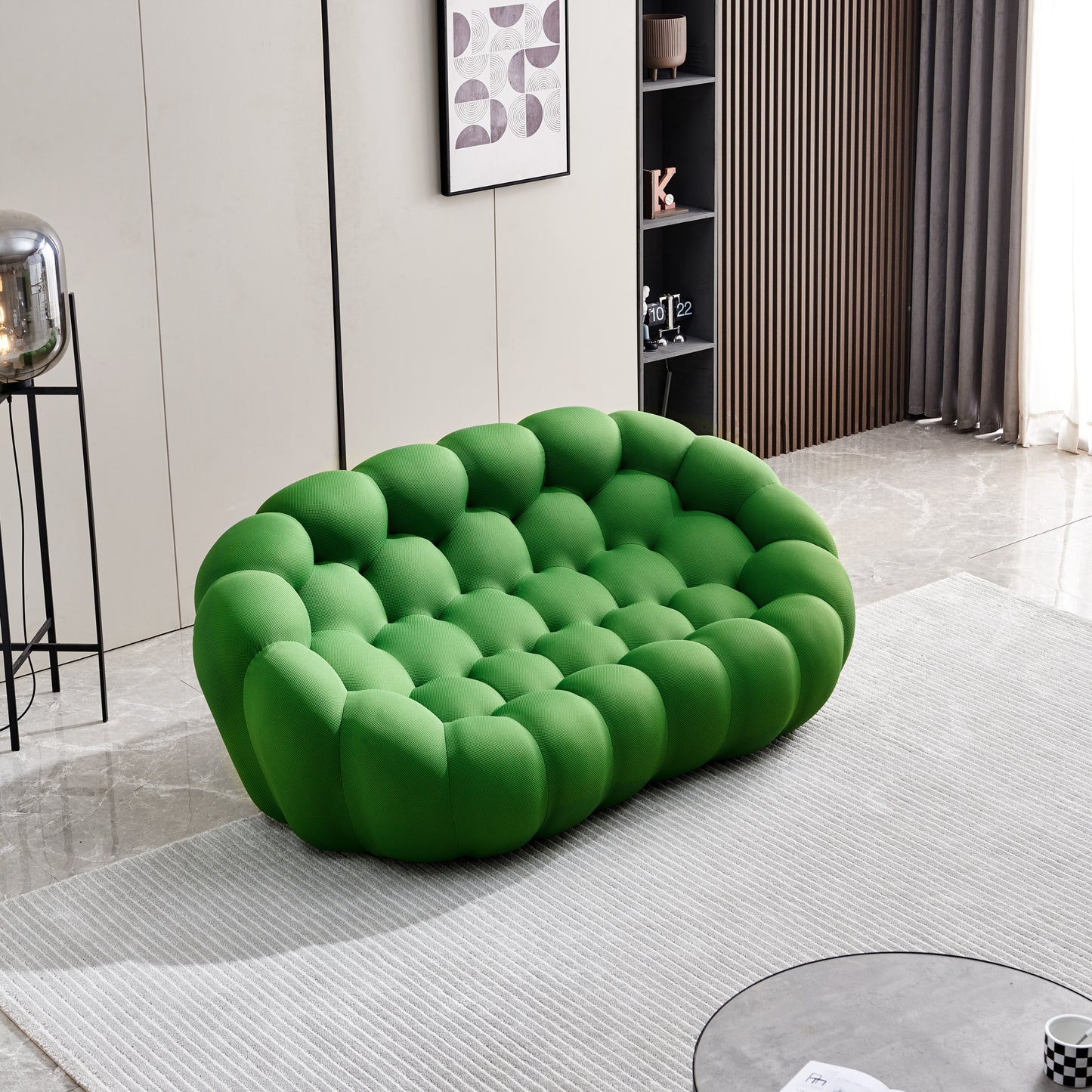 Styling foam whit mesh fabricleisure sofa,Floor oft,modern armless recliner with back,suitable for living room, apartment, bedroom and office.(Green)