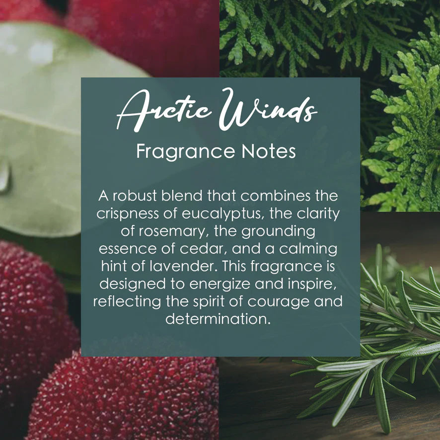 Arctic Winds, Premium Coconut-Soy Wax Tea Light Crystal Candle, 1oz