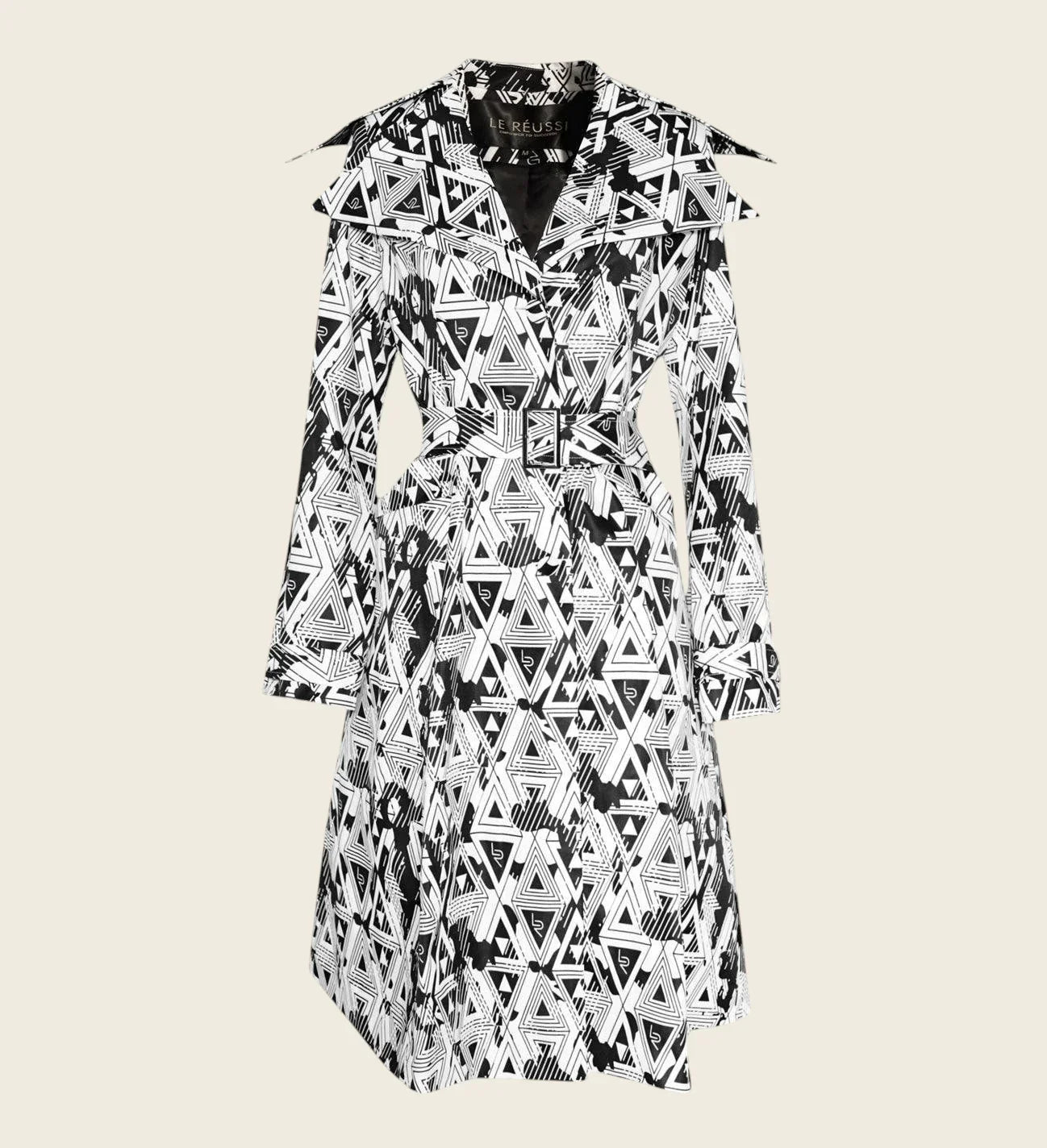 Amour Geometric Long Trench Coat – Modern Women’s Outerwear