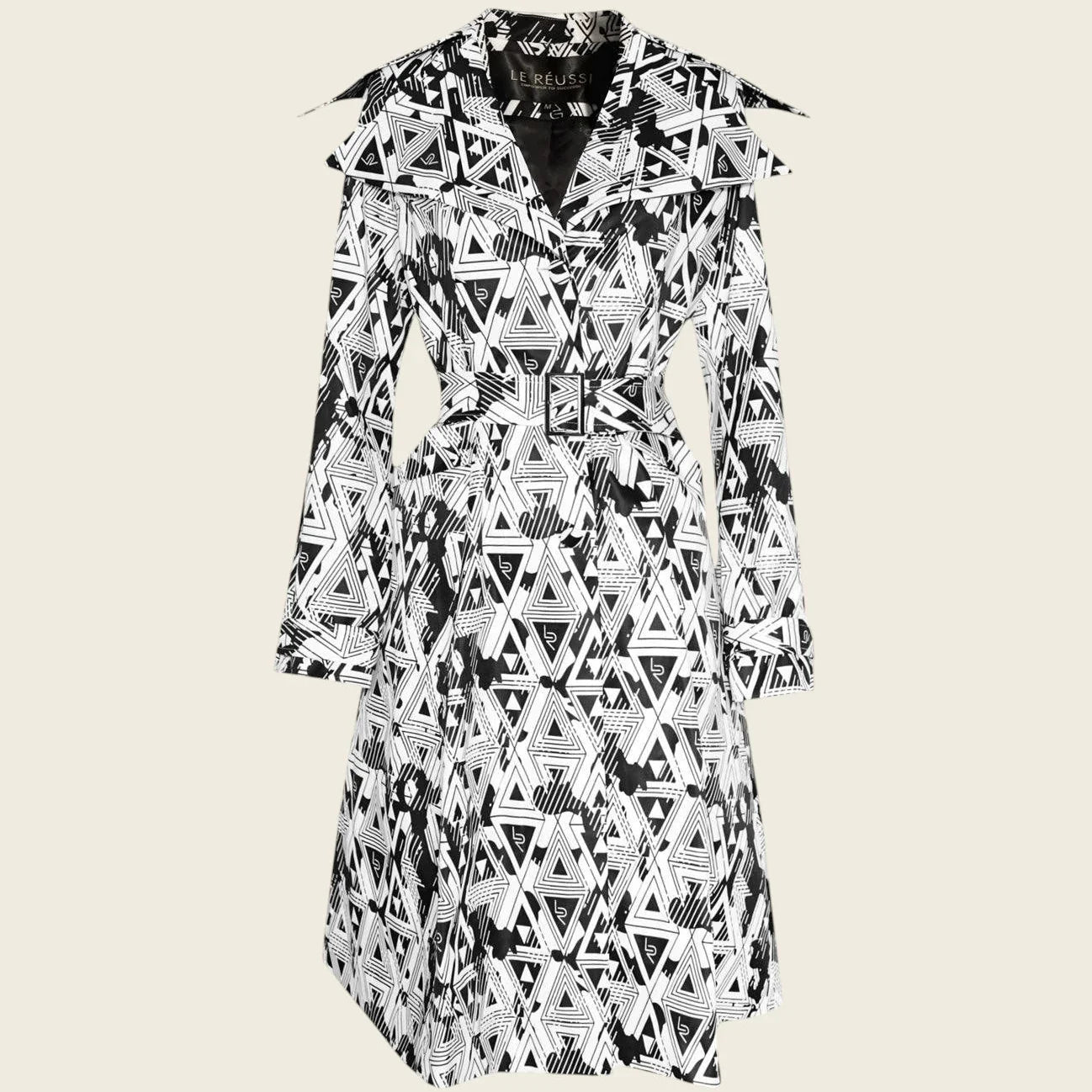 Amour Geometric Long Trench Coat – Modern Women’s Outerwear