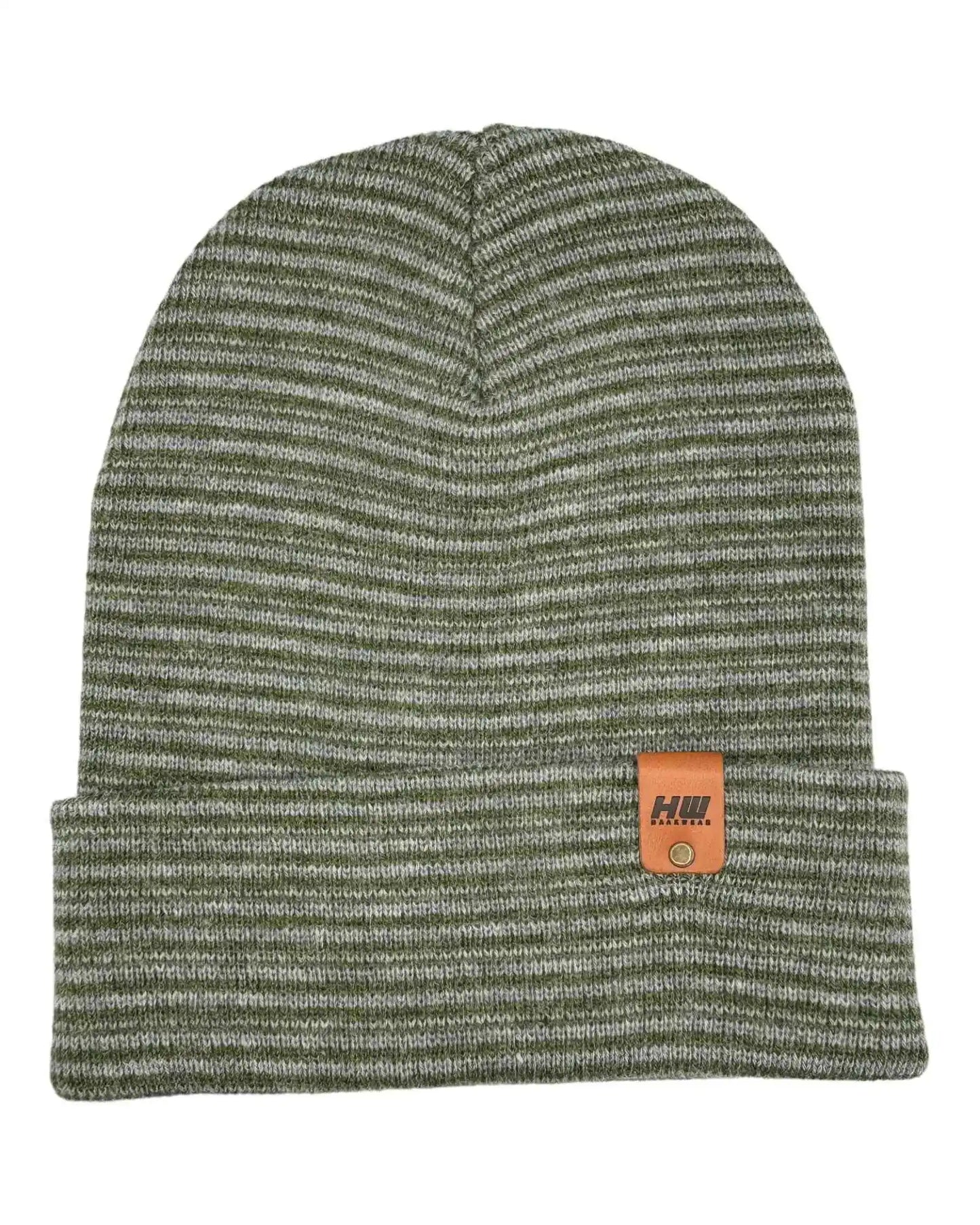 Classic Contrast Cuffed Beanie, Gray and Green