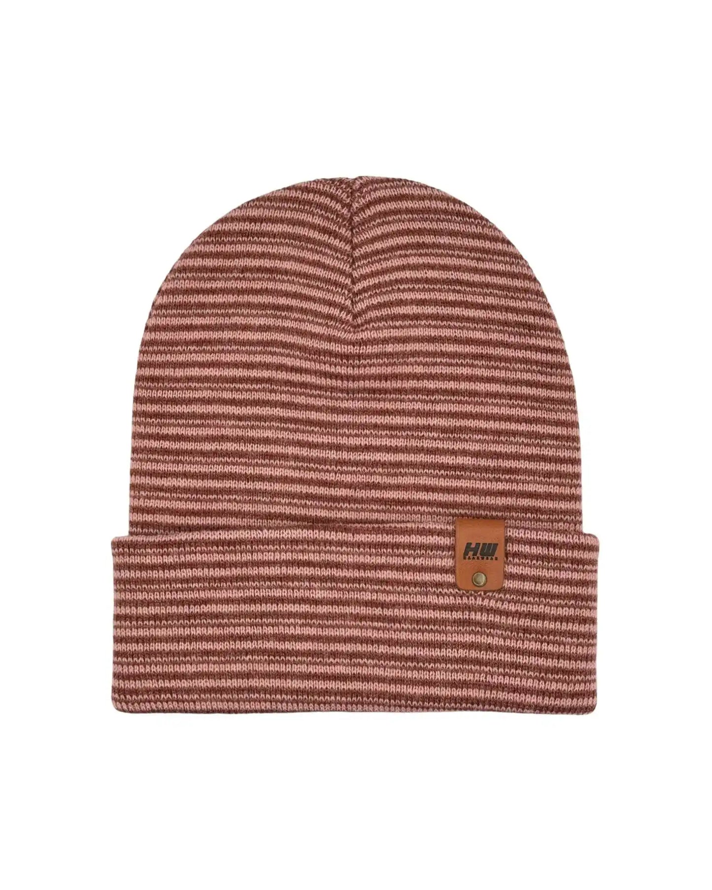 Classic Contrast Cuffed Beanie, Burgundy and Pink