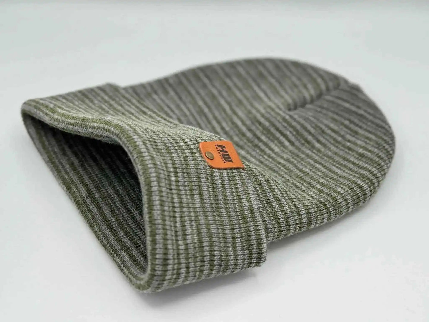 Classic Contrast Cuffed Beanie, Gray and Green