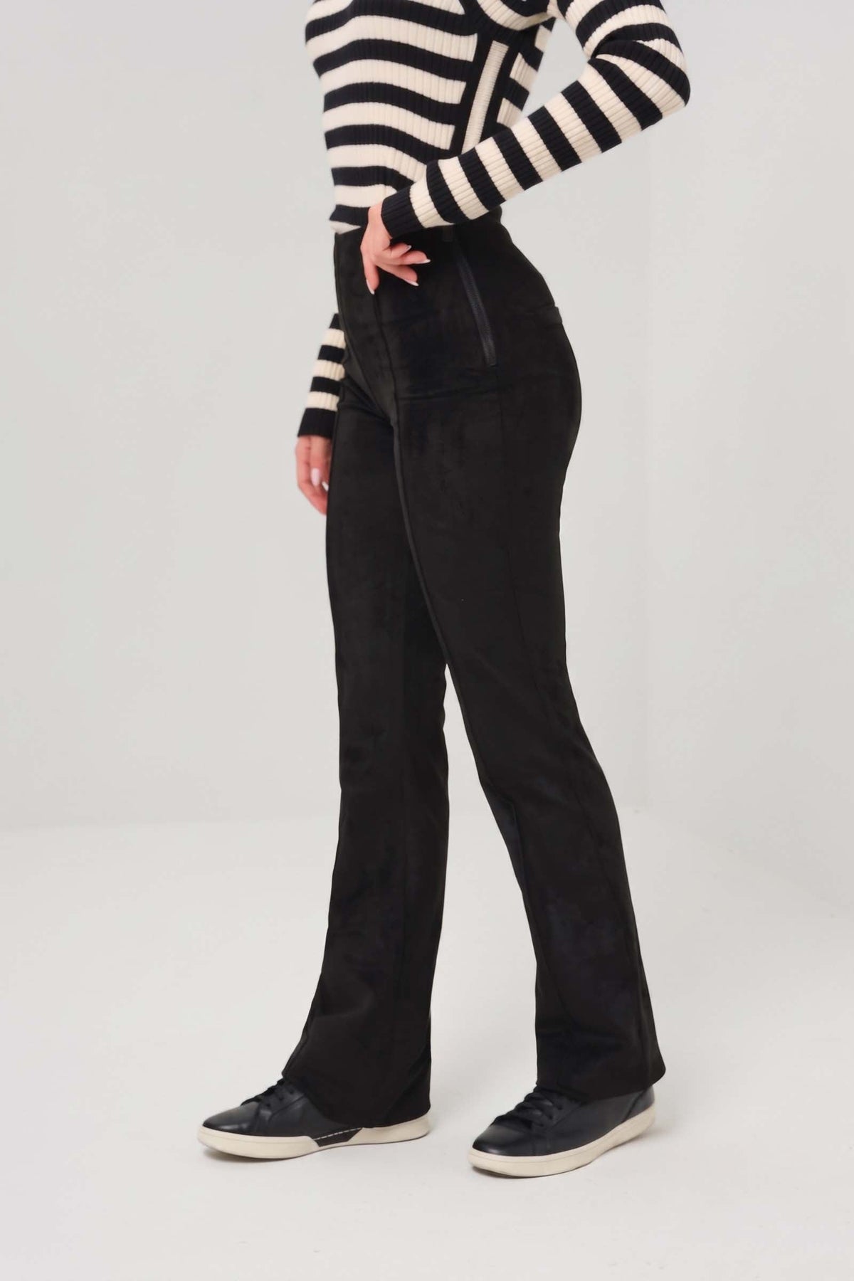 Becca Faux Suede Pintuck Flare Pant