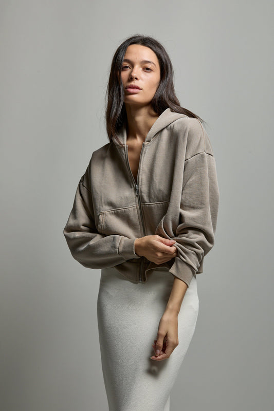 Rosie Cropped Zip-Up Hoodie