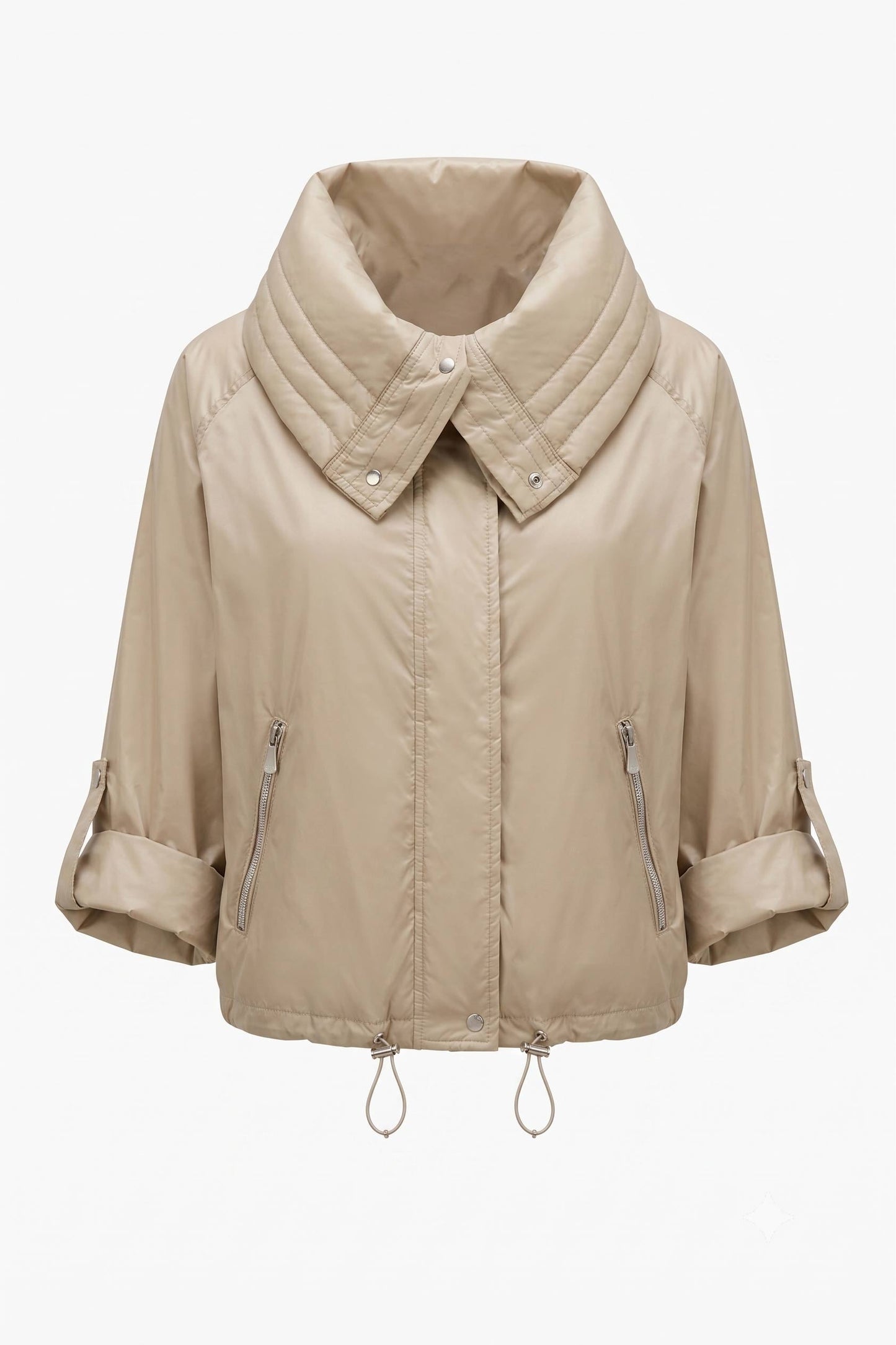 Casey Cropped Windbreaker with Oversized Lapel
