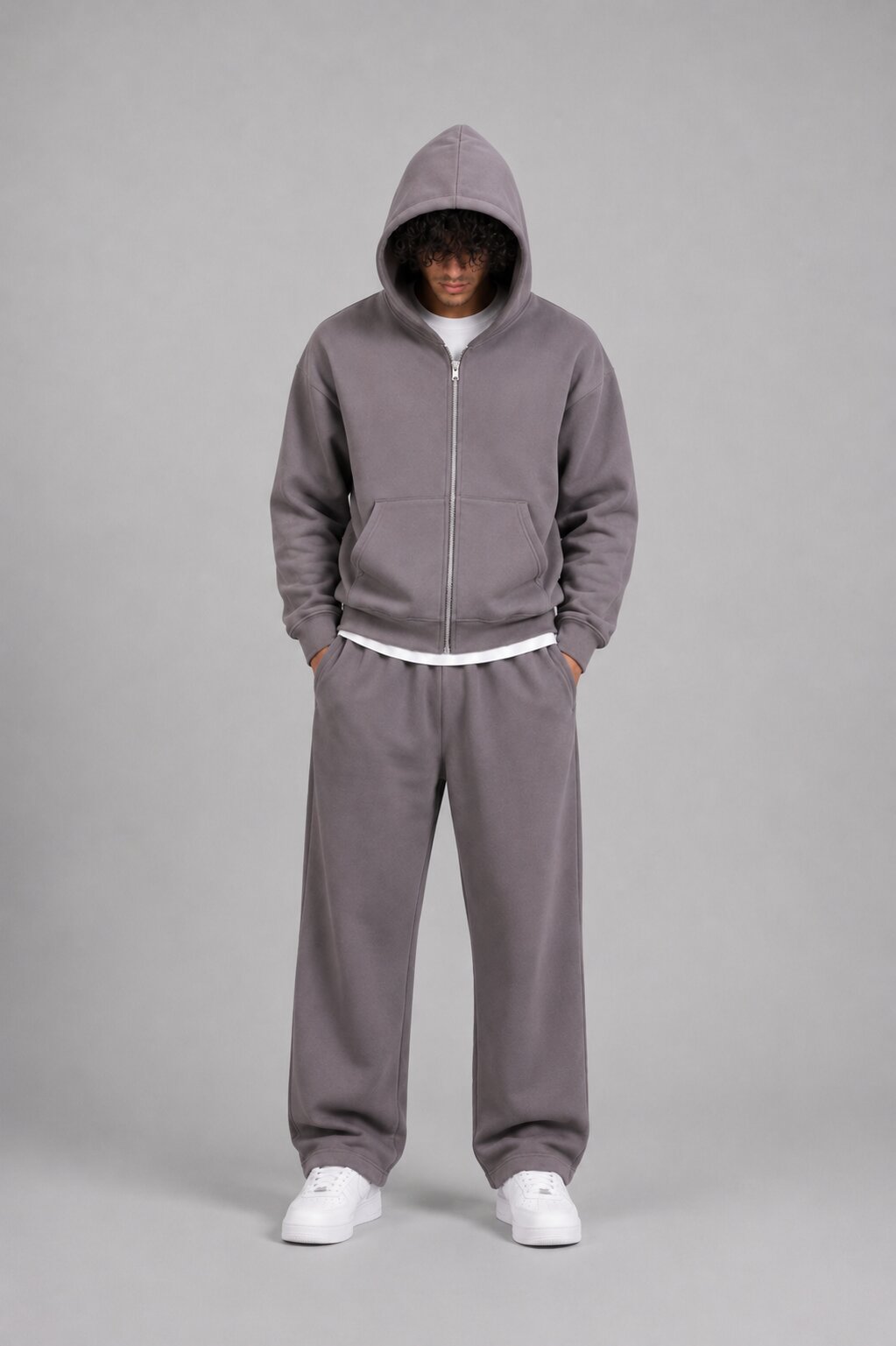 Double-Zip Hoodie Smoky Quartz