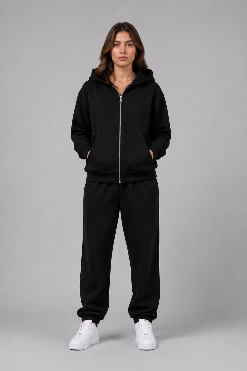 Double-Zip Hoodie Black