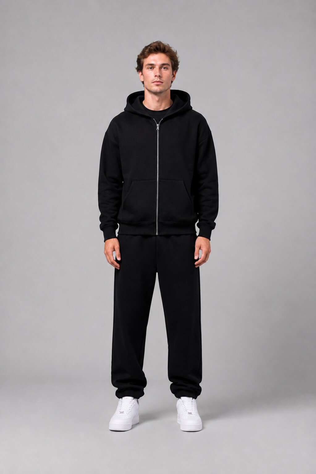Double-Zip Hoodie Black