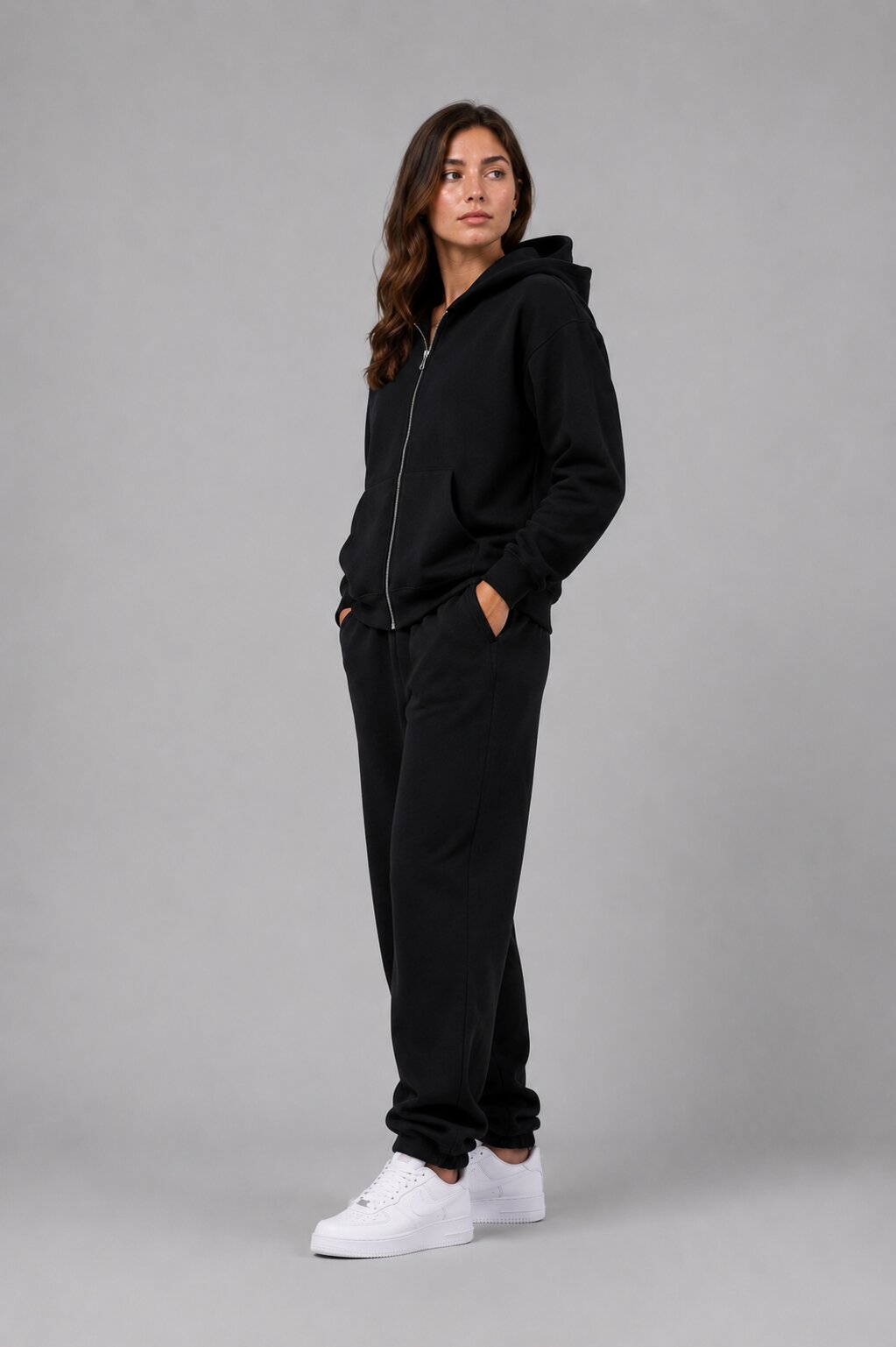 Double-Zip Hoodie Black