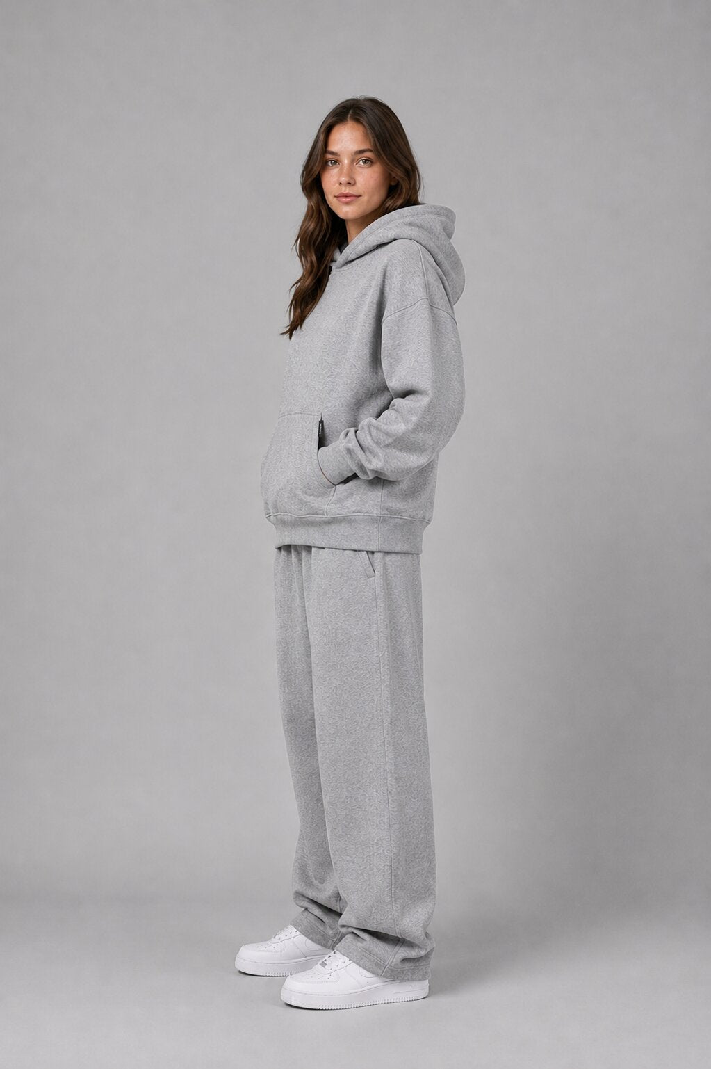 Drop Shoulder Hoodie Heather Grey