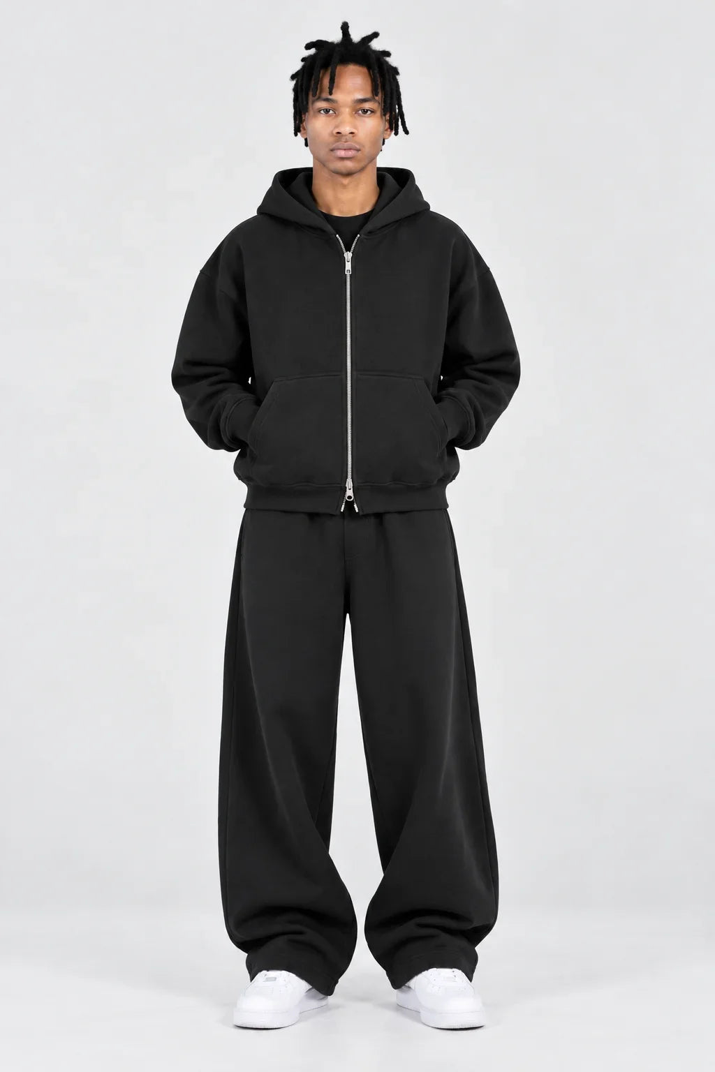 Double-Zip Hoodie Black