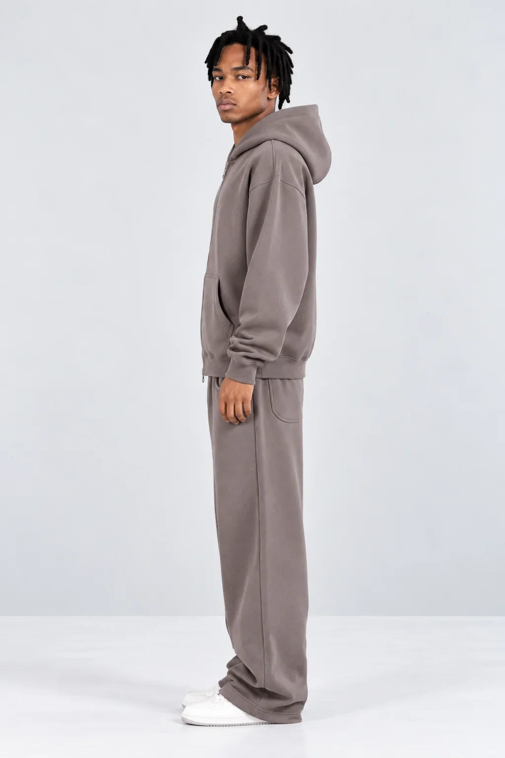 Double-Zip Hoodie Smoky Quartz