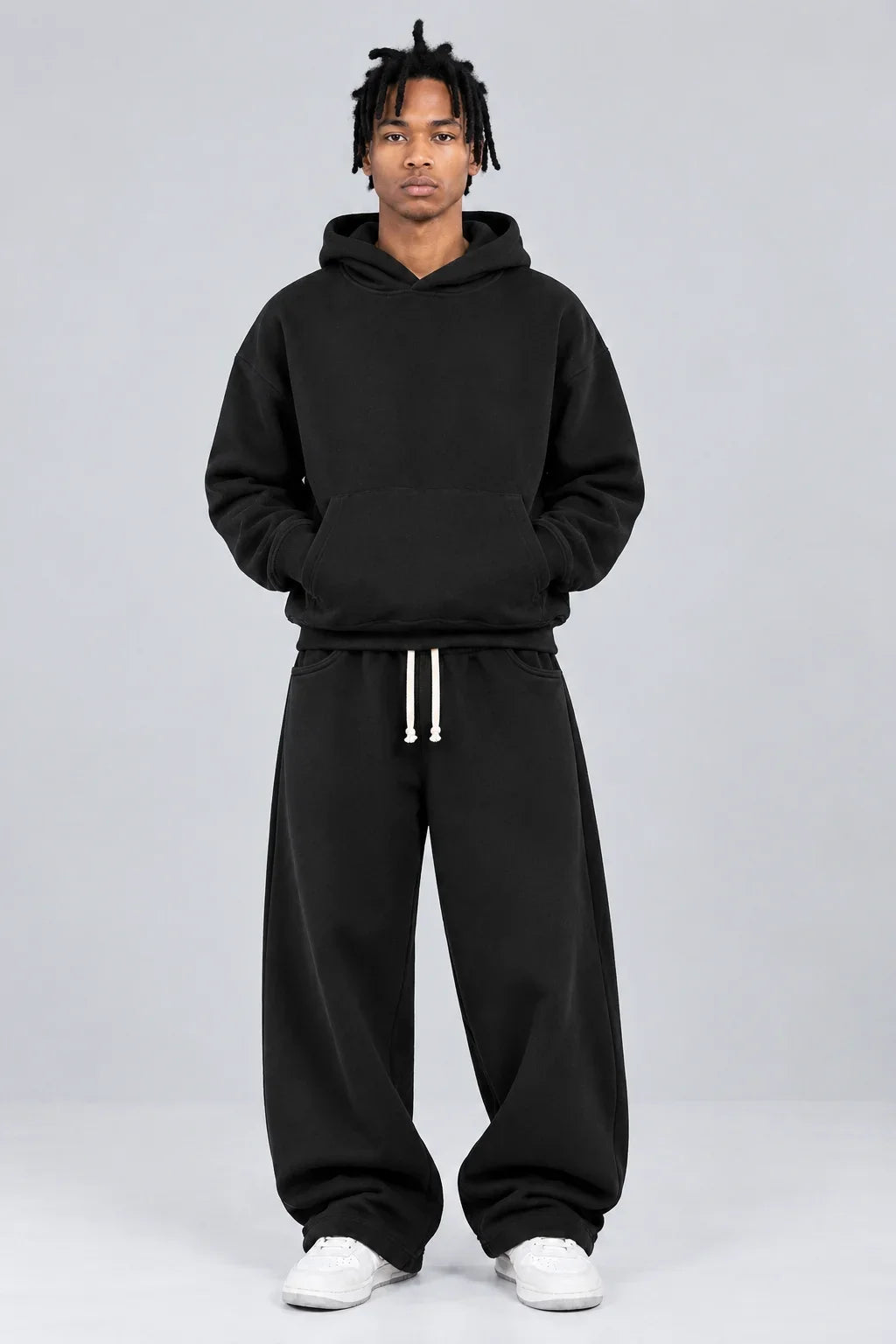 Drop Shoulder Hoodie Black
