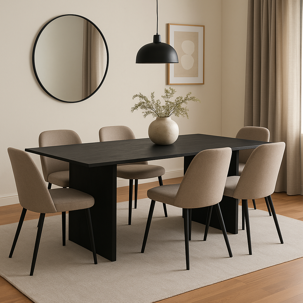 Grackle Solid Wood Dining Table -  Black