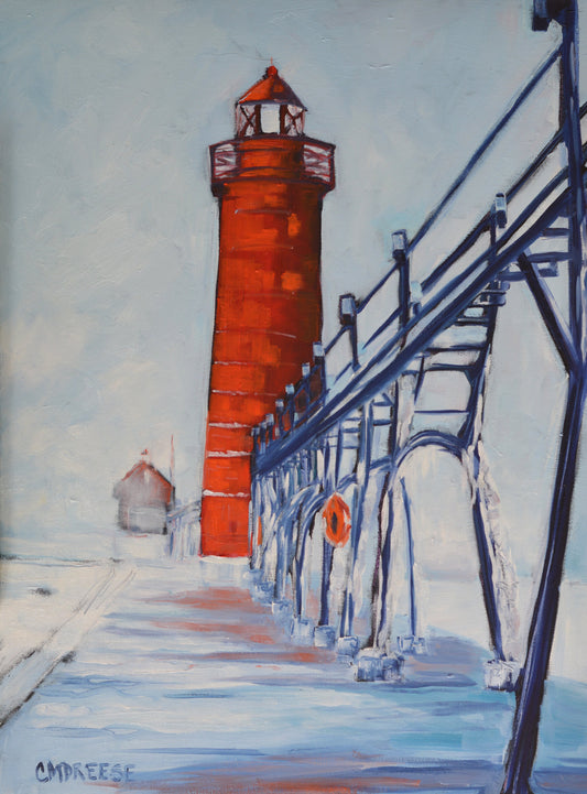 "Grand Haven Lighthouse: Winter's Magic"  Print on Paper - Wall Art Home Decor