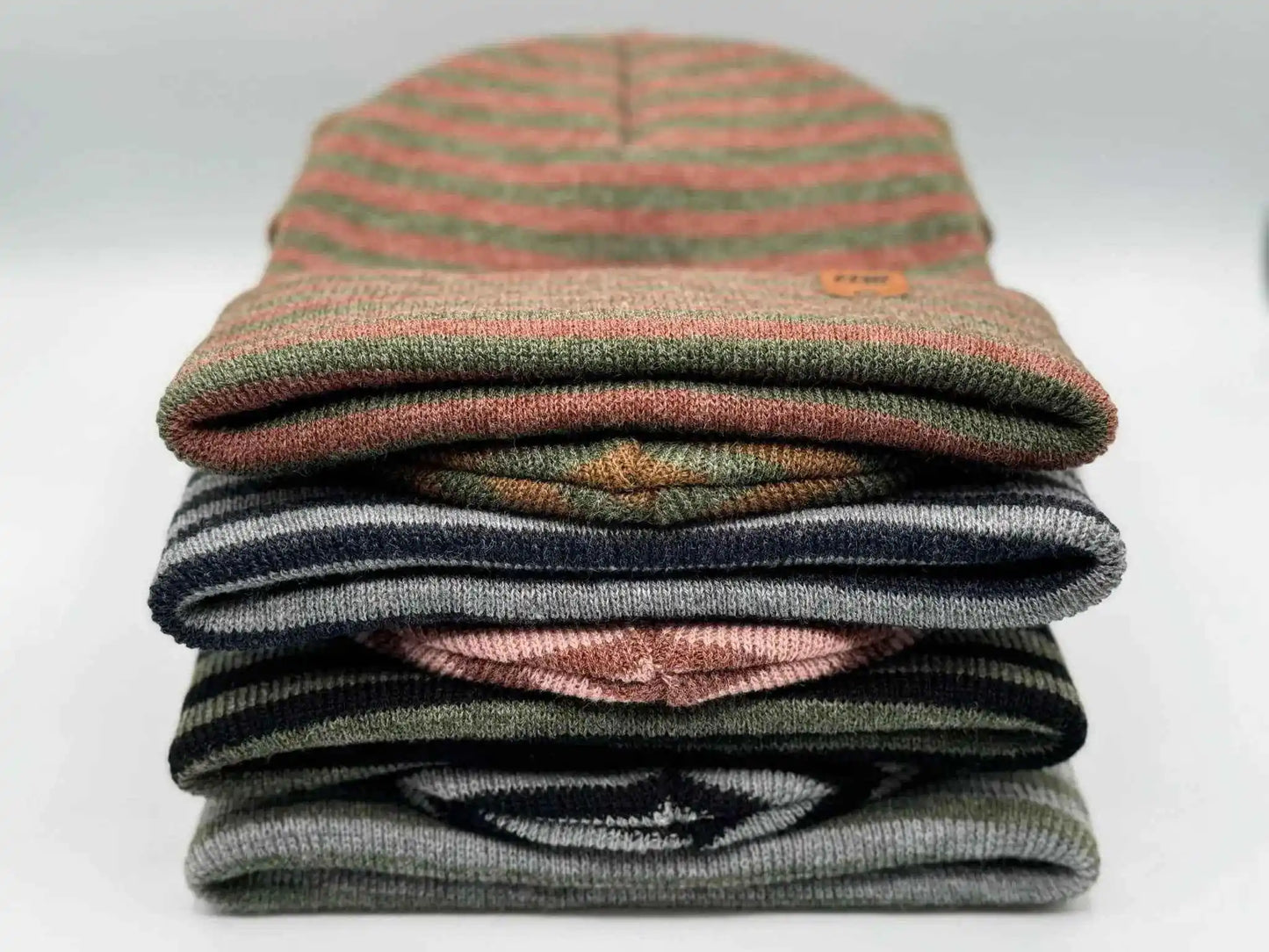 Classic RoRo Cuffed Beanie, Burgundy and Green