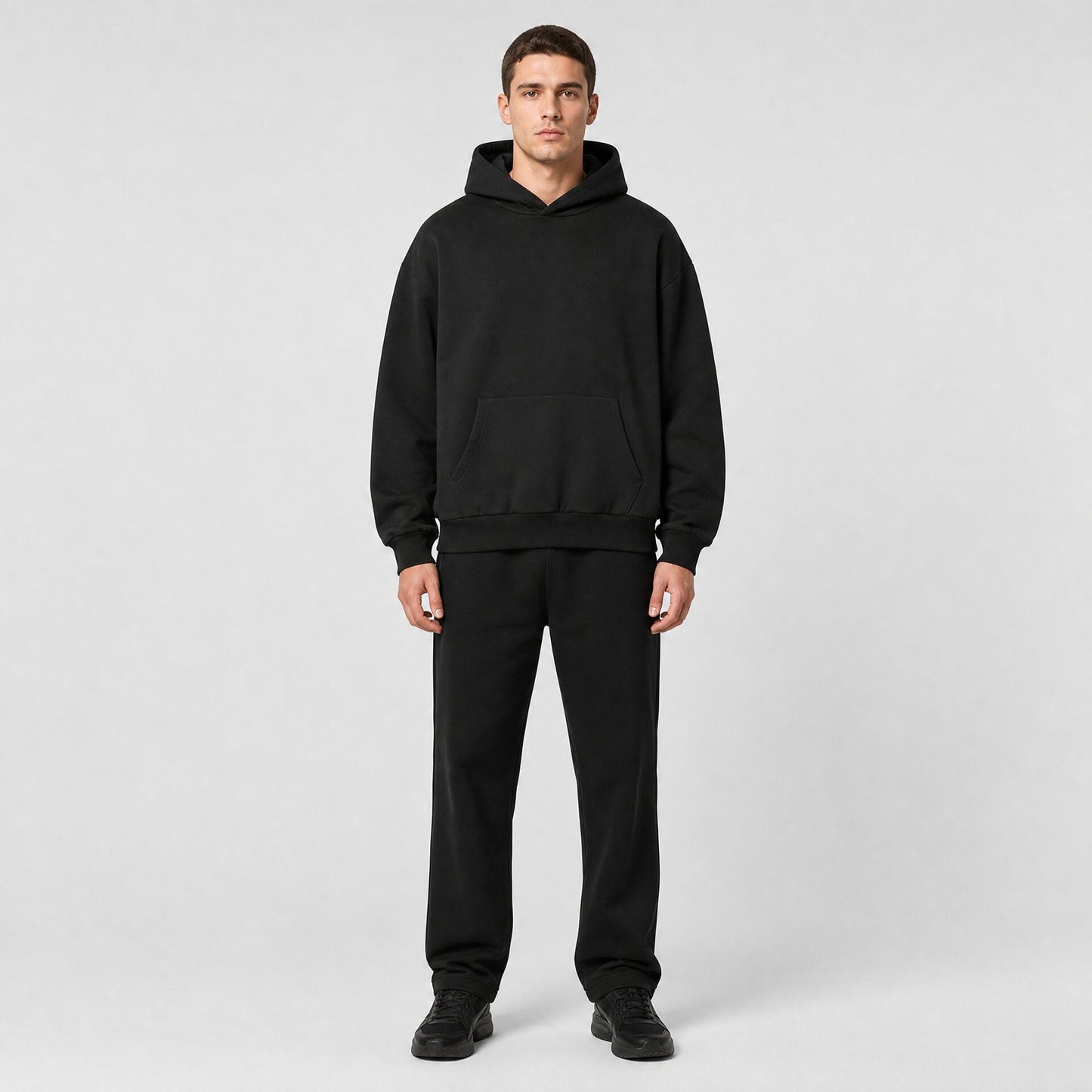 Drop Shoulder Hoodie Black