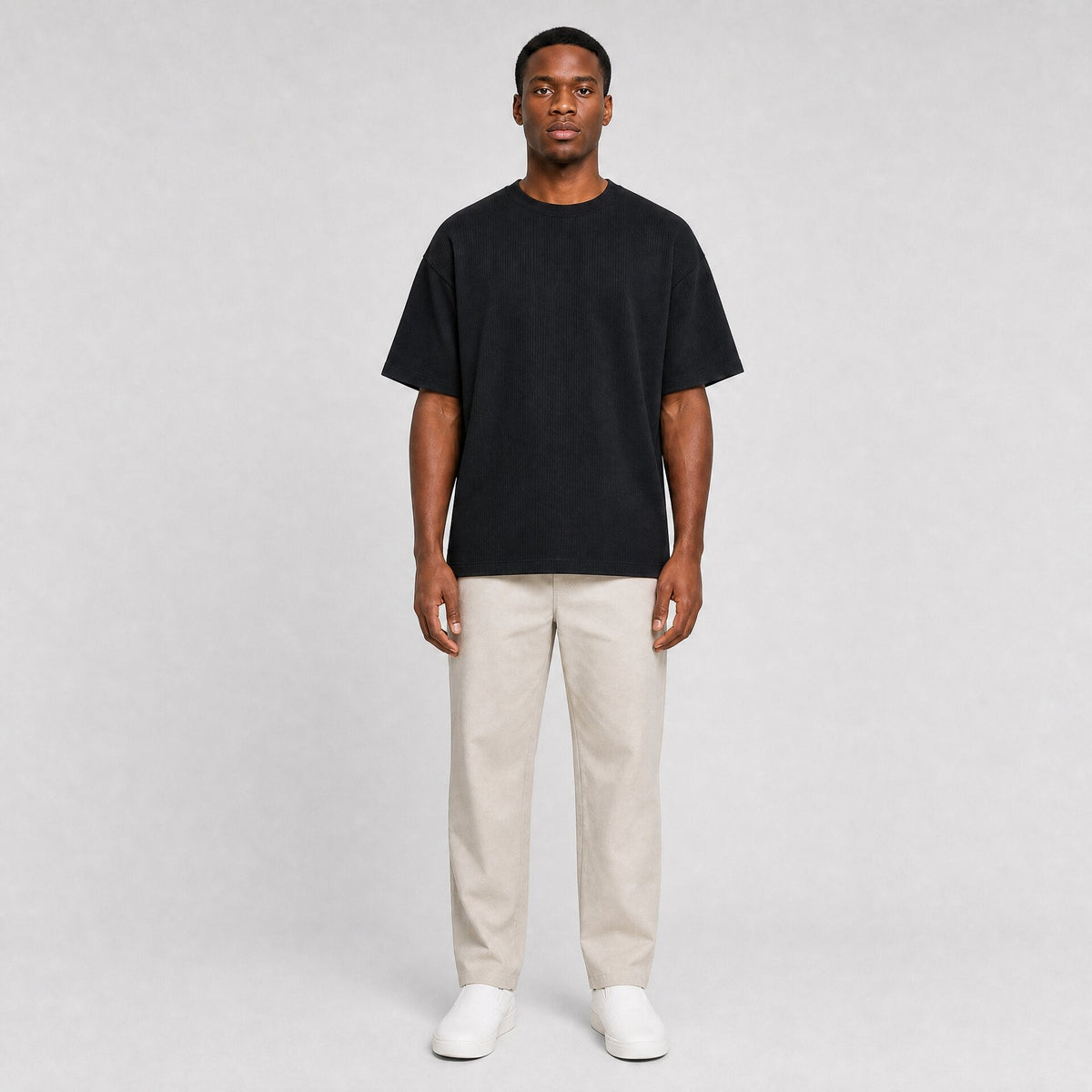 Heavy Knit Textured Tee Black