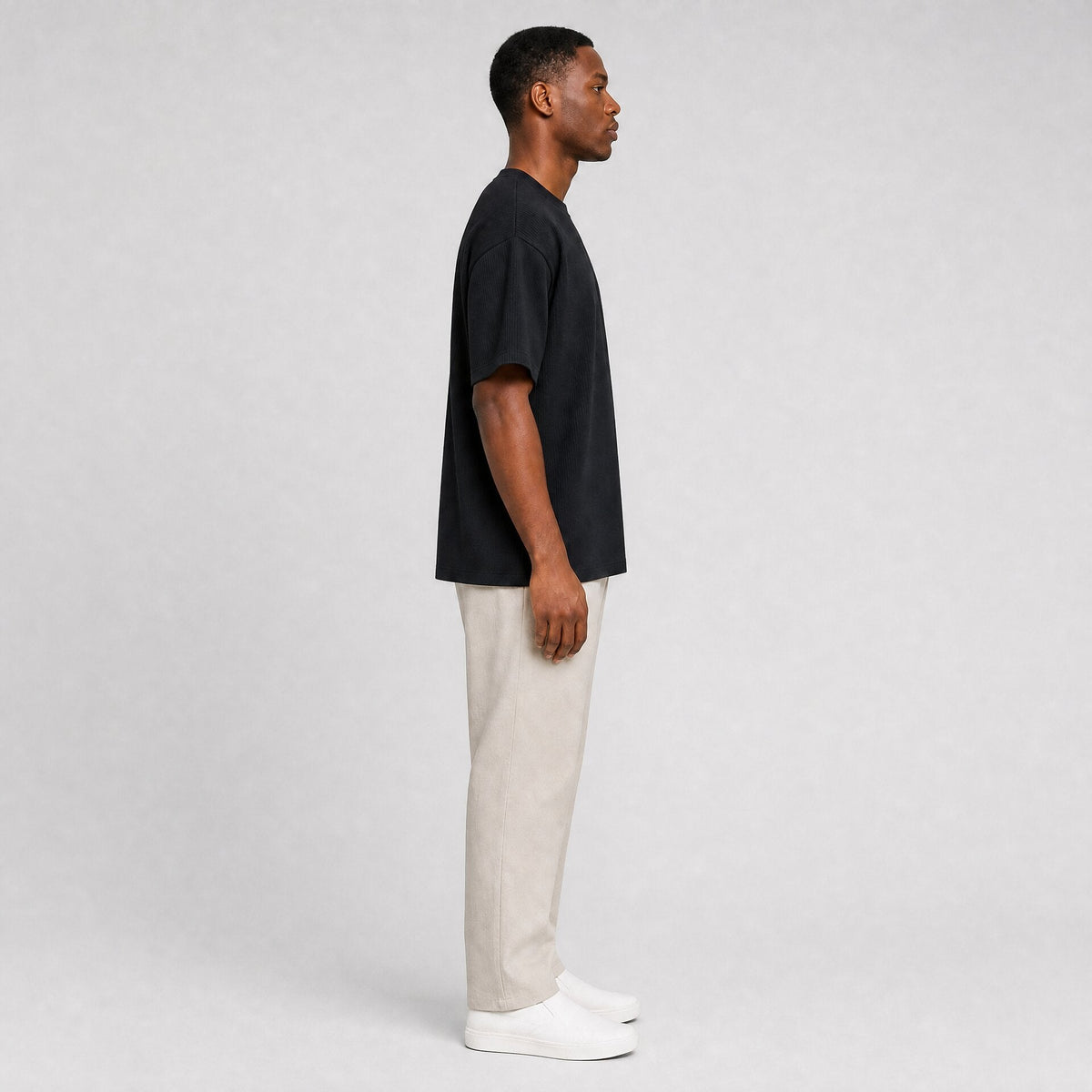 Heavy Knit Textured Tee Black