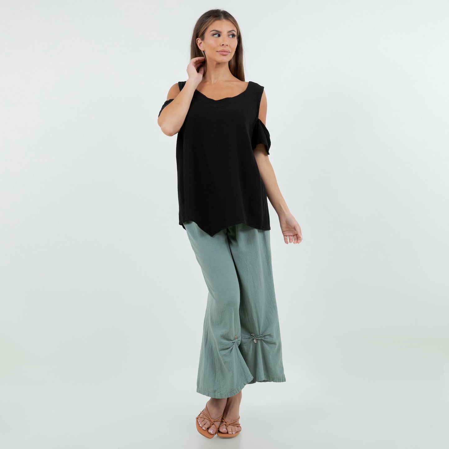 Mylie Cold Shoulder Top 100% Cotton Gauze