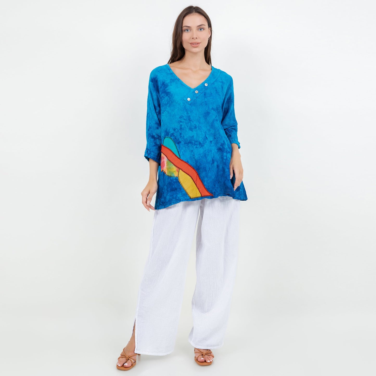 Lucia Applique Top  100% Cotton Gauze