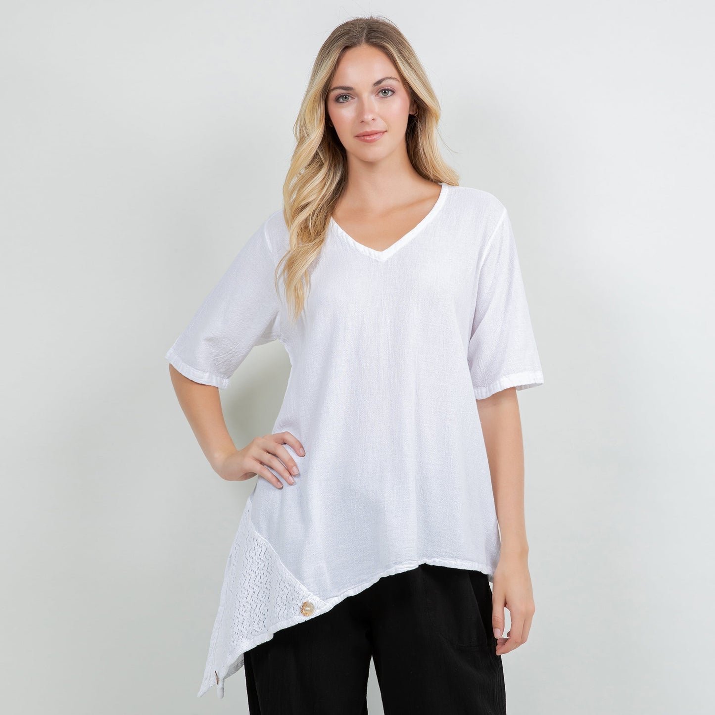 Dagny Top - Cotton Knit Accents Overlay a Fun Sidekick 100% Cotton Gauze