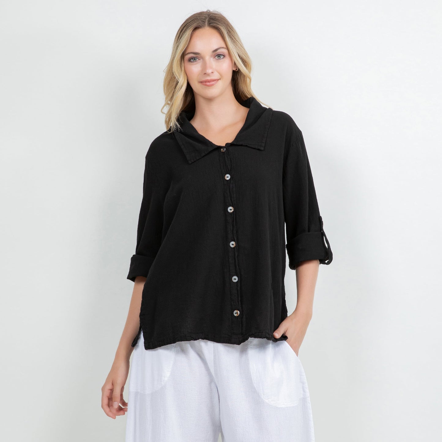 Sloanne Button-Up  100% Cotton Gauze