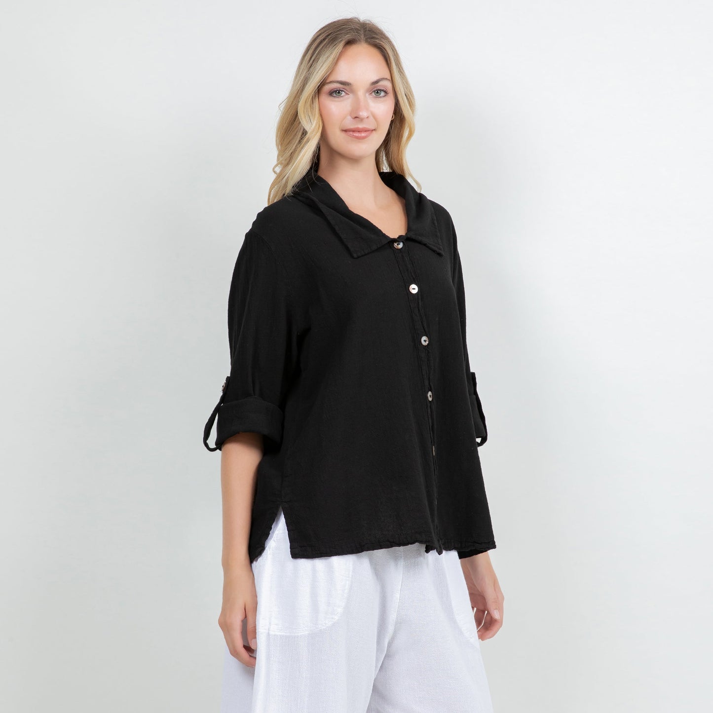 Sloanne Button-Up  100% Cotton Gauze