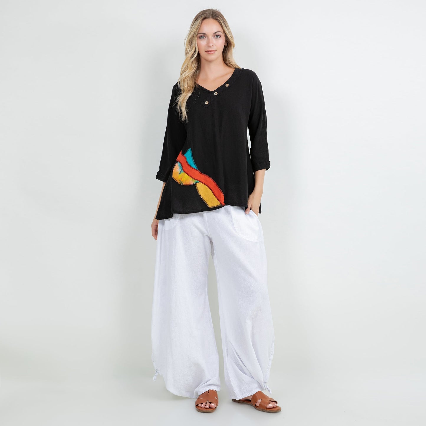 Lucia Applique Top  100% Cotton Gauze