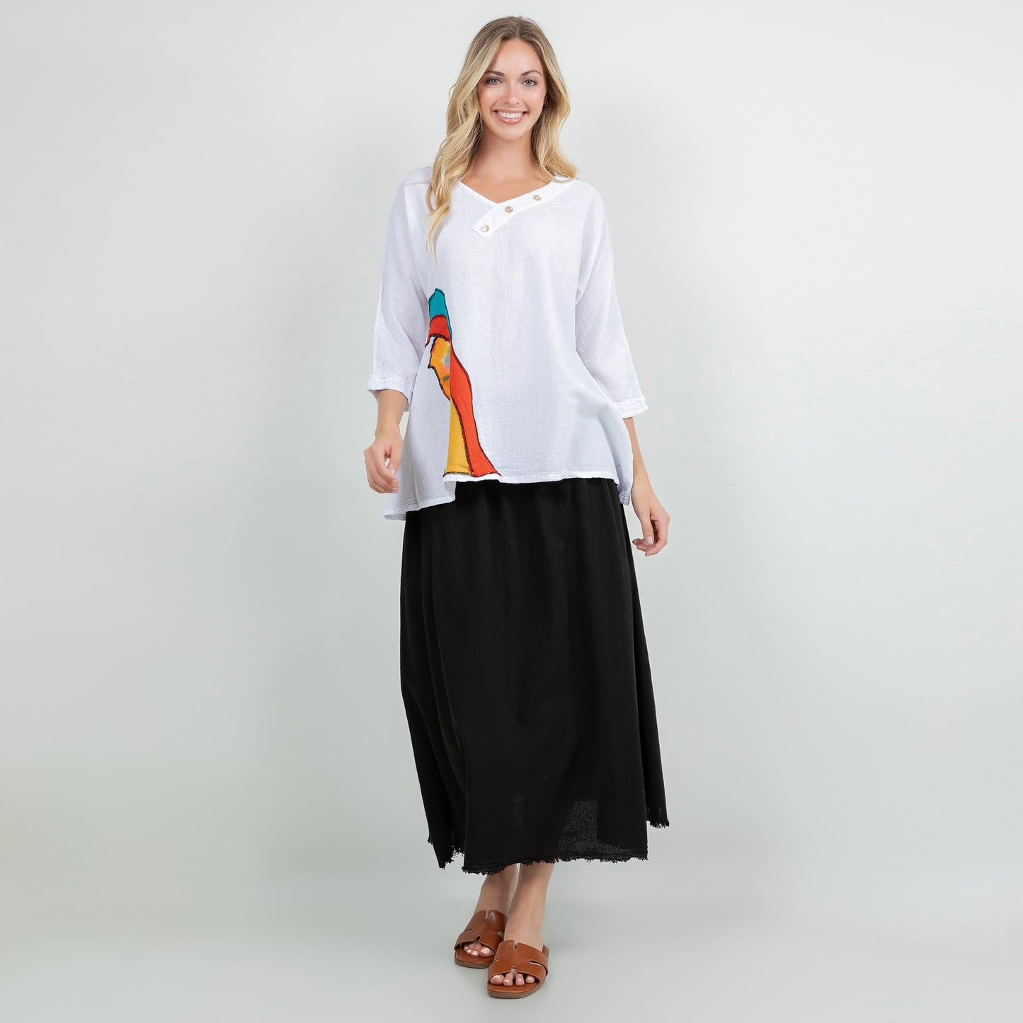 Lucia Applique Top  100% Cotton Gauze