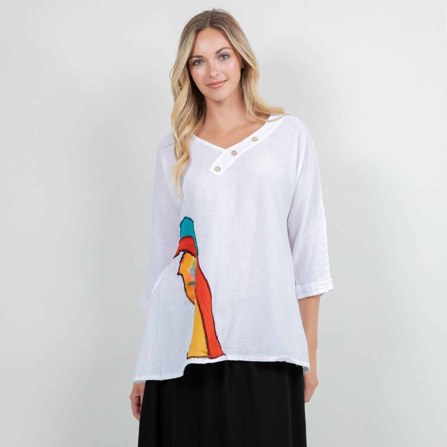 Lucia Applique Top  100% Cotton Gauze