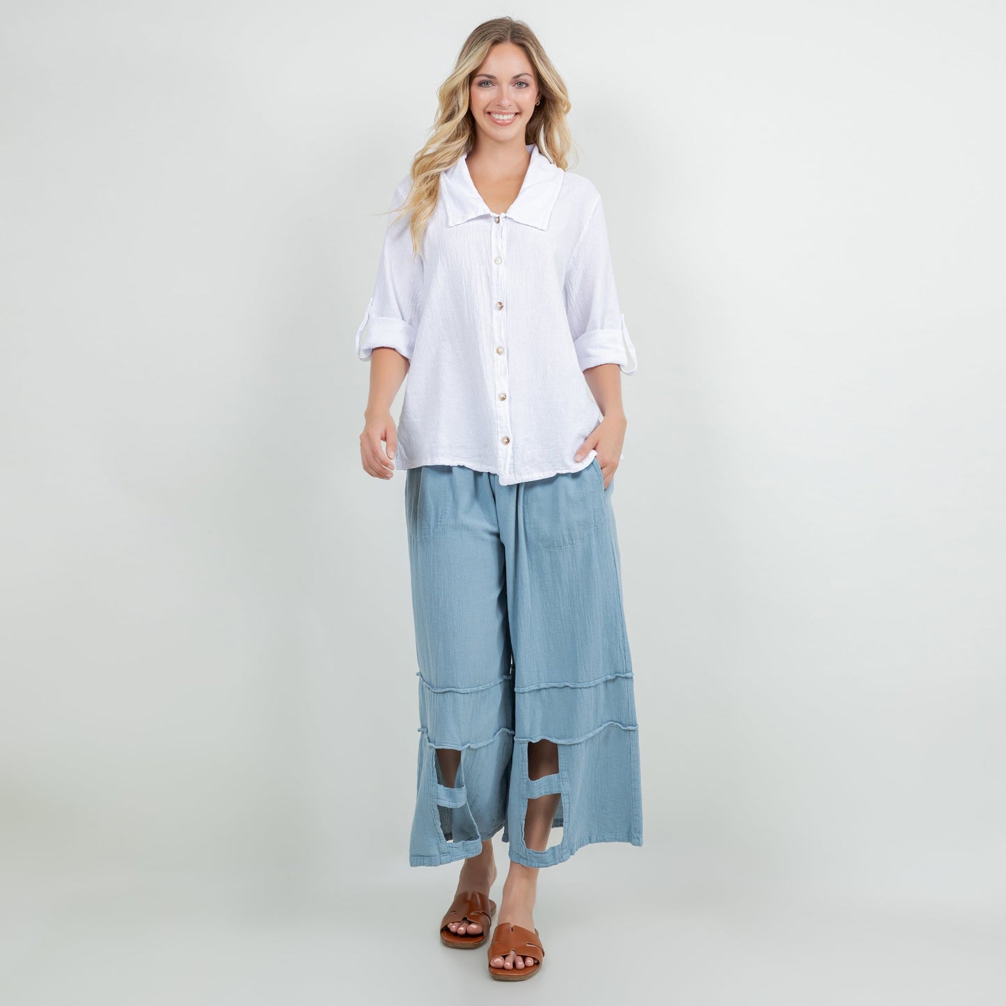 Sloanne Button-Up  100% Cotton Gauze