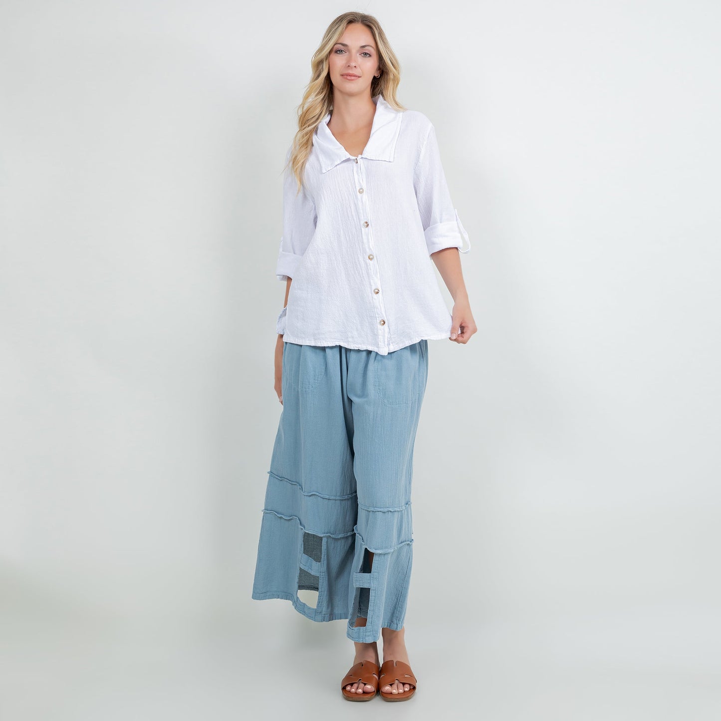 Sloanne Button-Up  100% Cotton Gauze