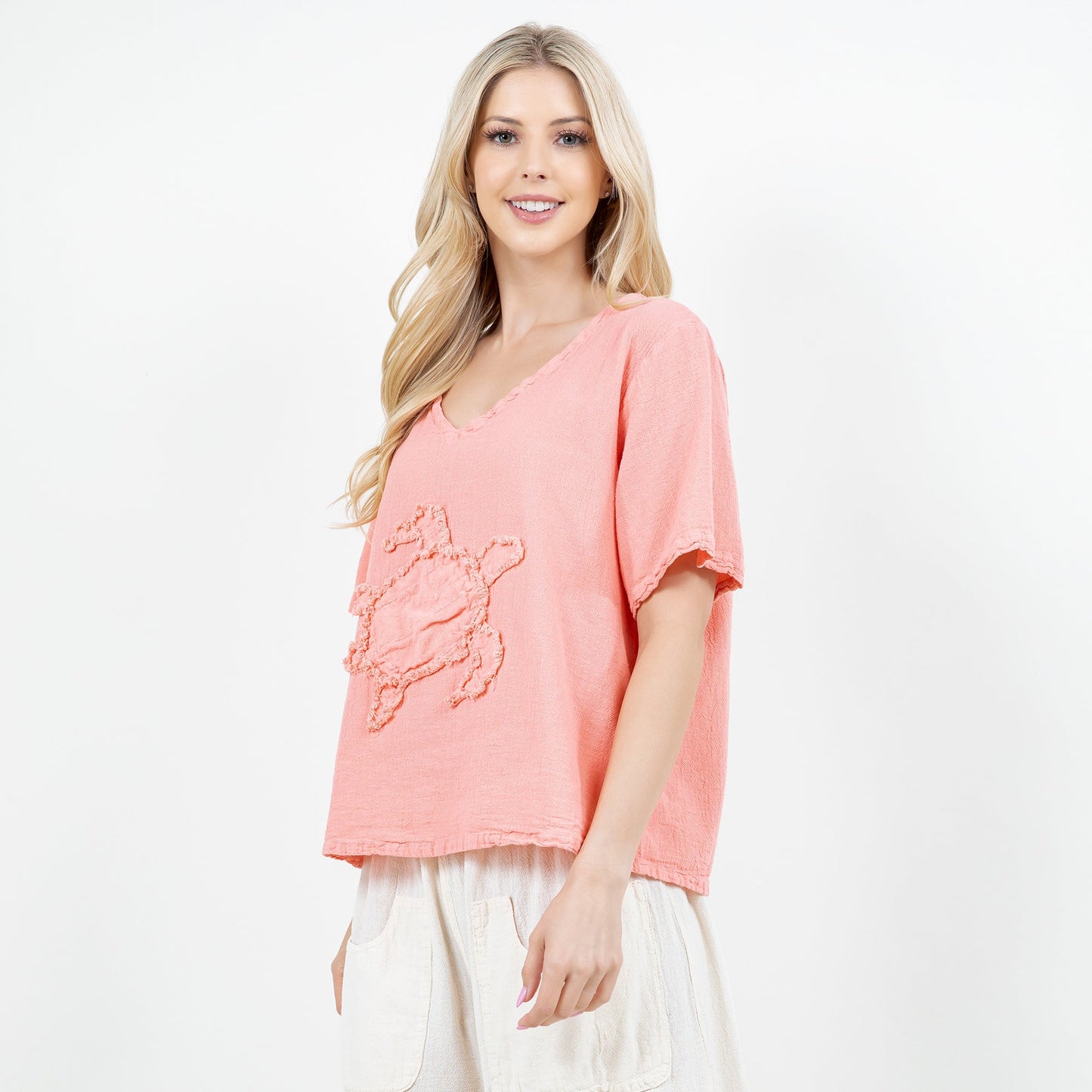 Women's 100% Cotton Gauze Turtle Top