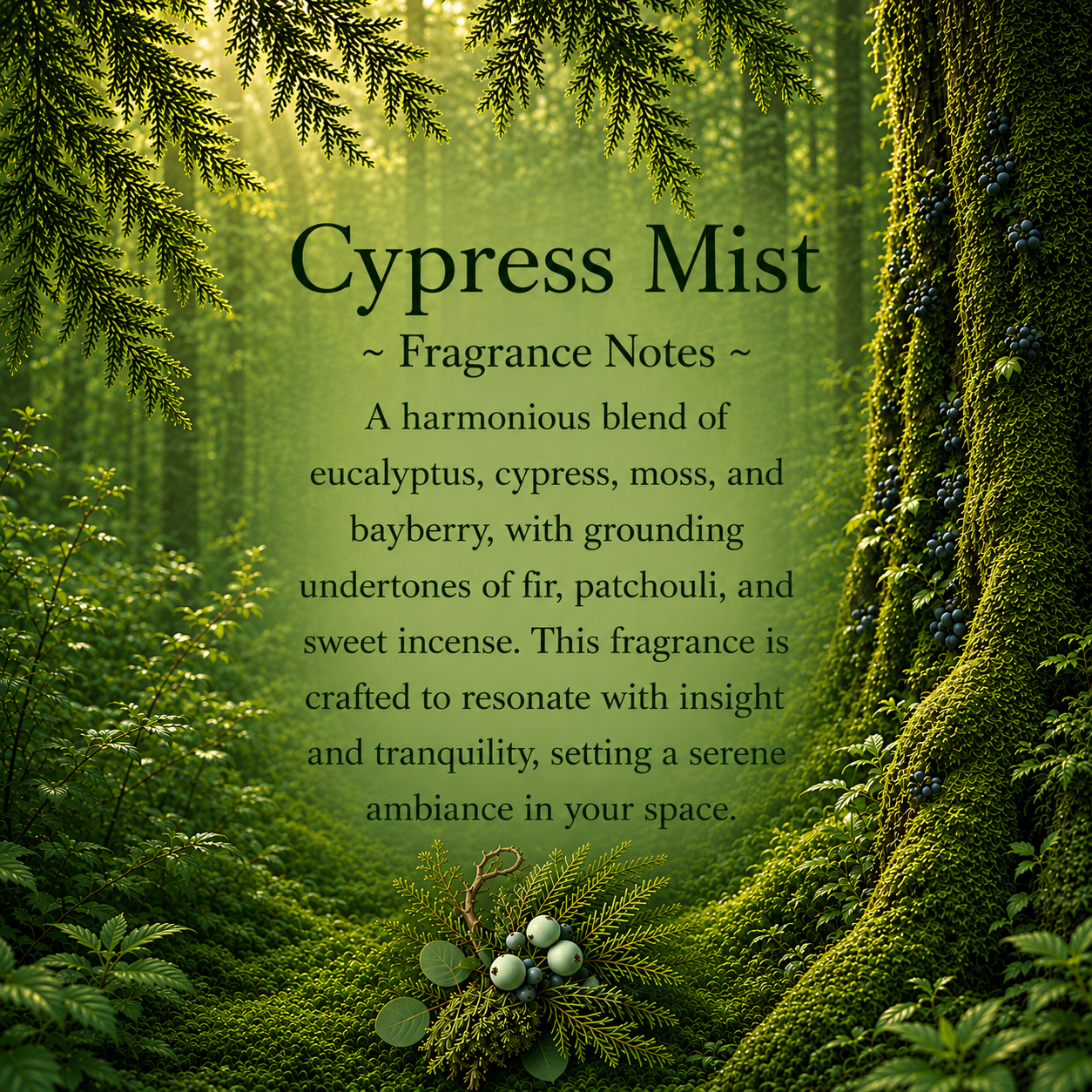Cypress Mist, Premium Coconut-Soy Wax Tea Light Crystal Candle, 1oz