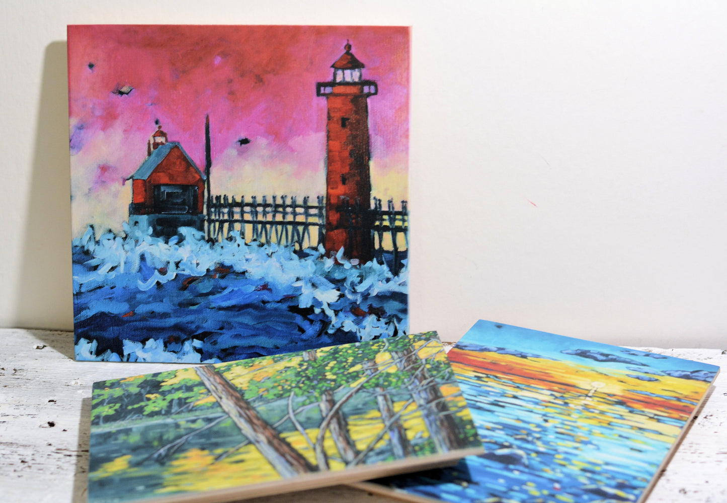 "Serenity at the Lake" Beach Lake Print on Paper, Wood Panel - Wall Art Home Decor
