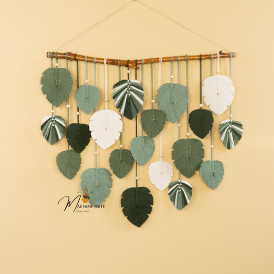 Elodie Monstera Mixed Macrame Leaves Wall Hanging