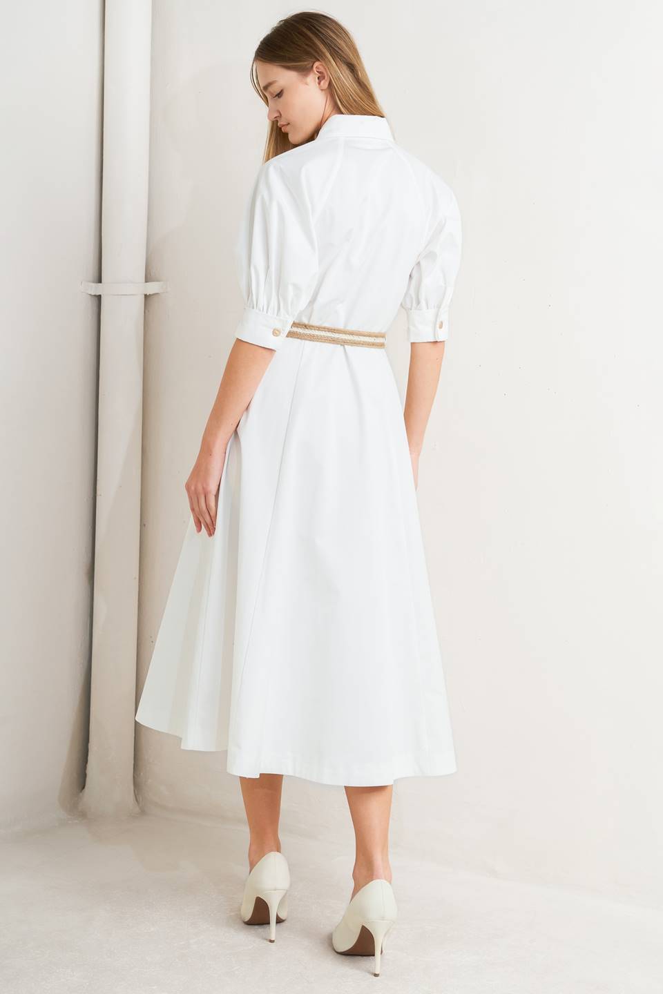 RELAXED TAILOR WOVEN MIDI DRESS