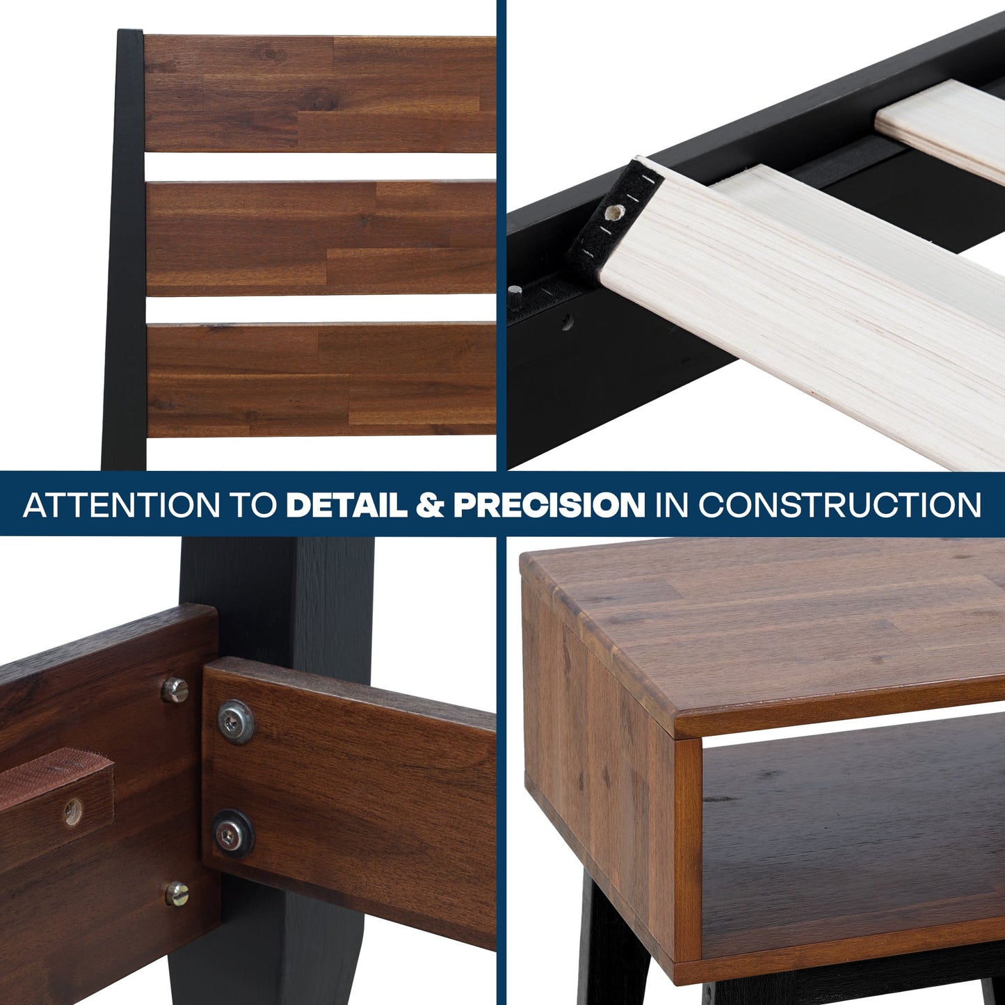 [Buy 1 Get 1] Emery Solid Wood Bed Frame & Nightstand