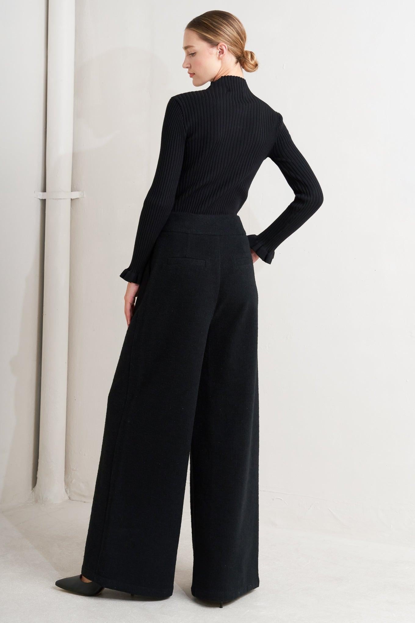 PRESTIGE VOLUME BLACK WOVEN PANTS