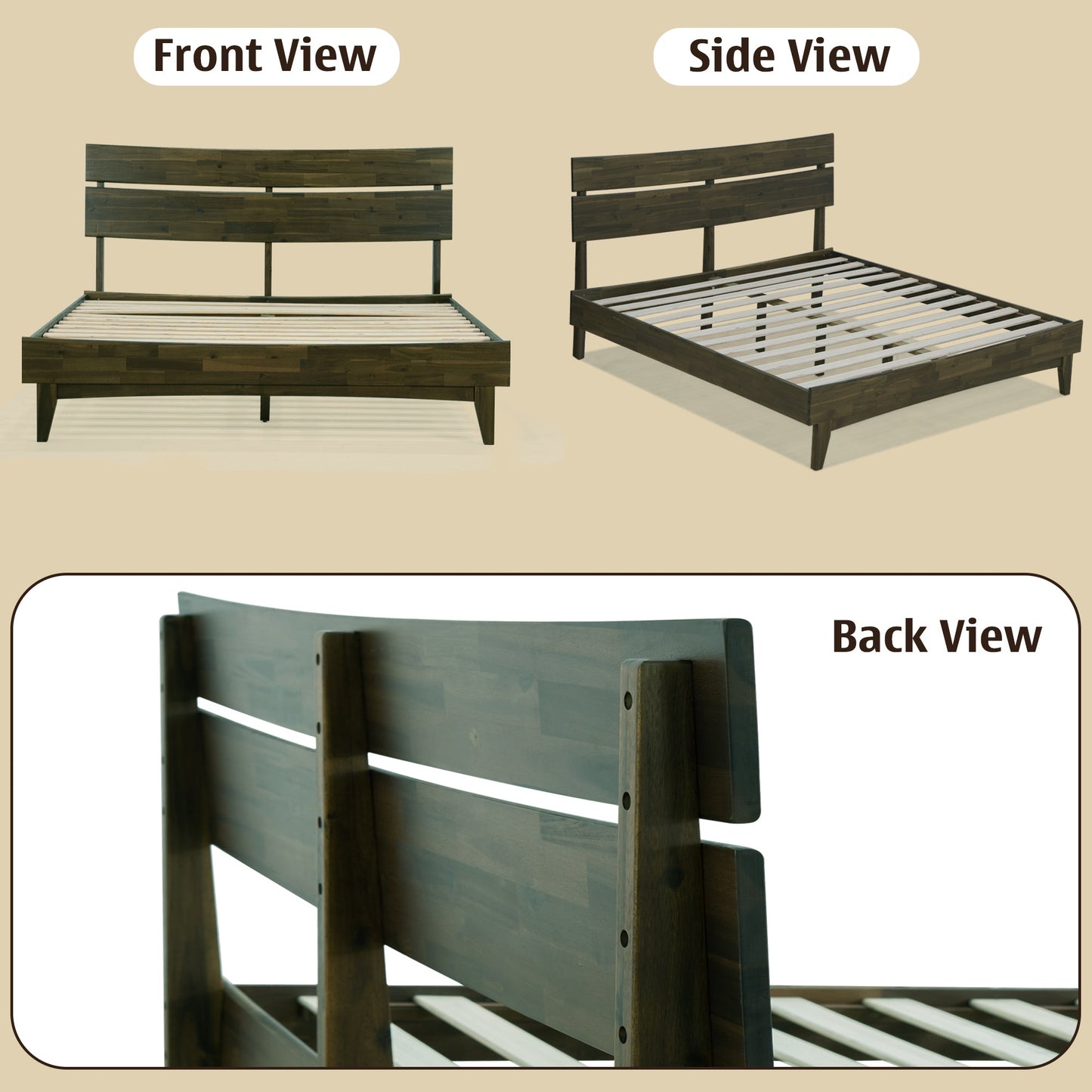 Acacia Aurora Deluxe Wood Platform Bed Frame for Ultimate Comfort and Style