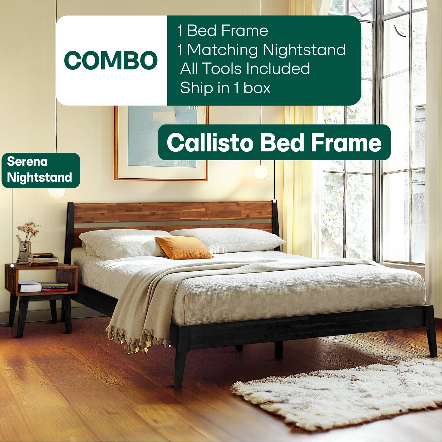 Callisto Solid Wood Bed Frame