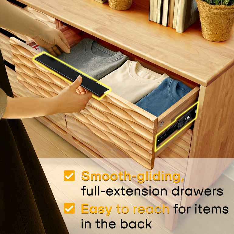 Elara Solid Wood Dresser with 6 Drawers