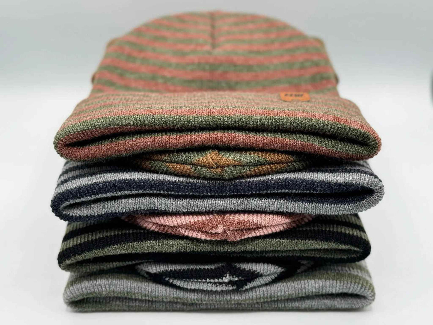 HAAKWEAR Traditional  Classic RORO Cuffed Beanie / Hat - Burgundy / Green, Made in USA
